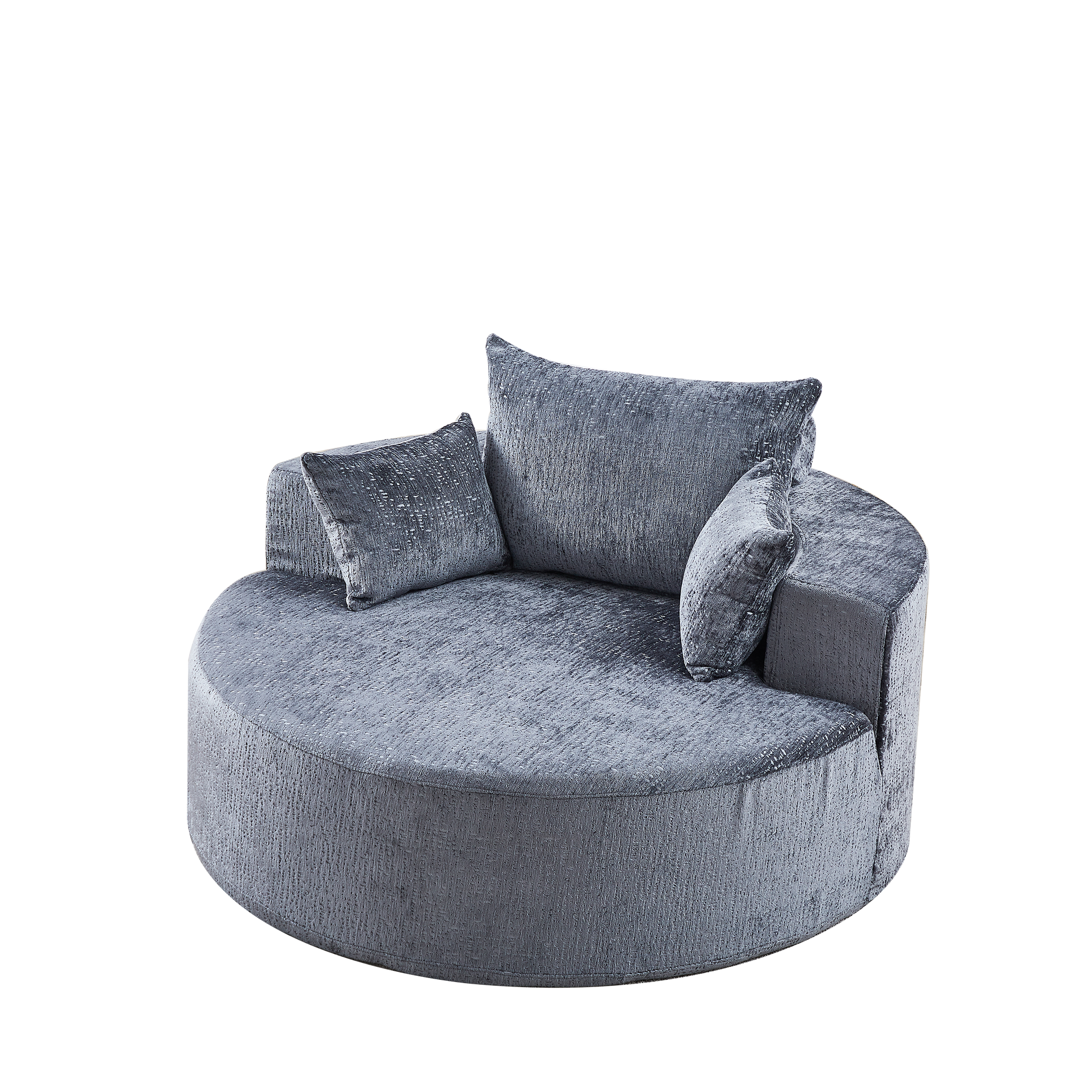 55''L Chenille Sponge Single Sofa,No Assembly Required,Fluffy Modern Sleeper Chair For Living Room, Bedroom, Lounge And Projection Room Not A Swivel Chair. Grey Foam Chenille 1 Seat