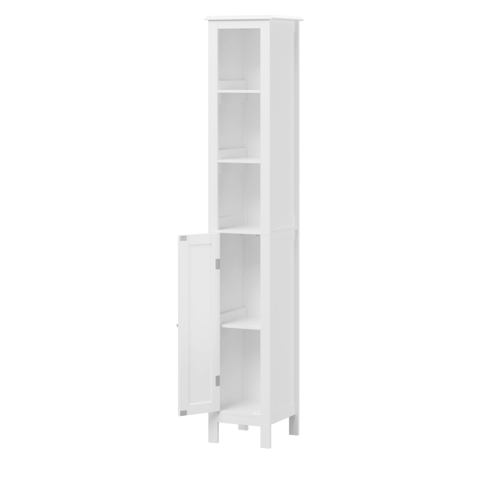 66.92" Tall Bathroom Storage Cabinet With Adjustable Shelves,1 Doors Freestanding Cabinet With Anti Tip, Open Compartments, For Home, Small Spaces, Bathroom,Kitchen, Living Room, White White 1 3 60 In & Above Mdf