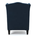 Upholstered Wingback Chair Navy Blue Linen