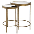 15, 18 Inch Set Of 2 Nesting Accent Tables With Mirrored Tops, Modern, Gold Gold Metal