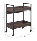 Jerrick Walnut & Black Finish Serving Cart Black,Walnut Metal,Synthetic Wood