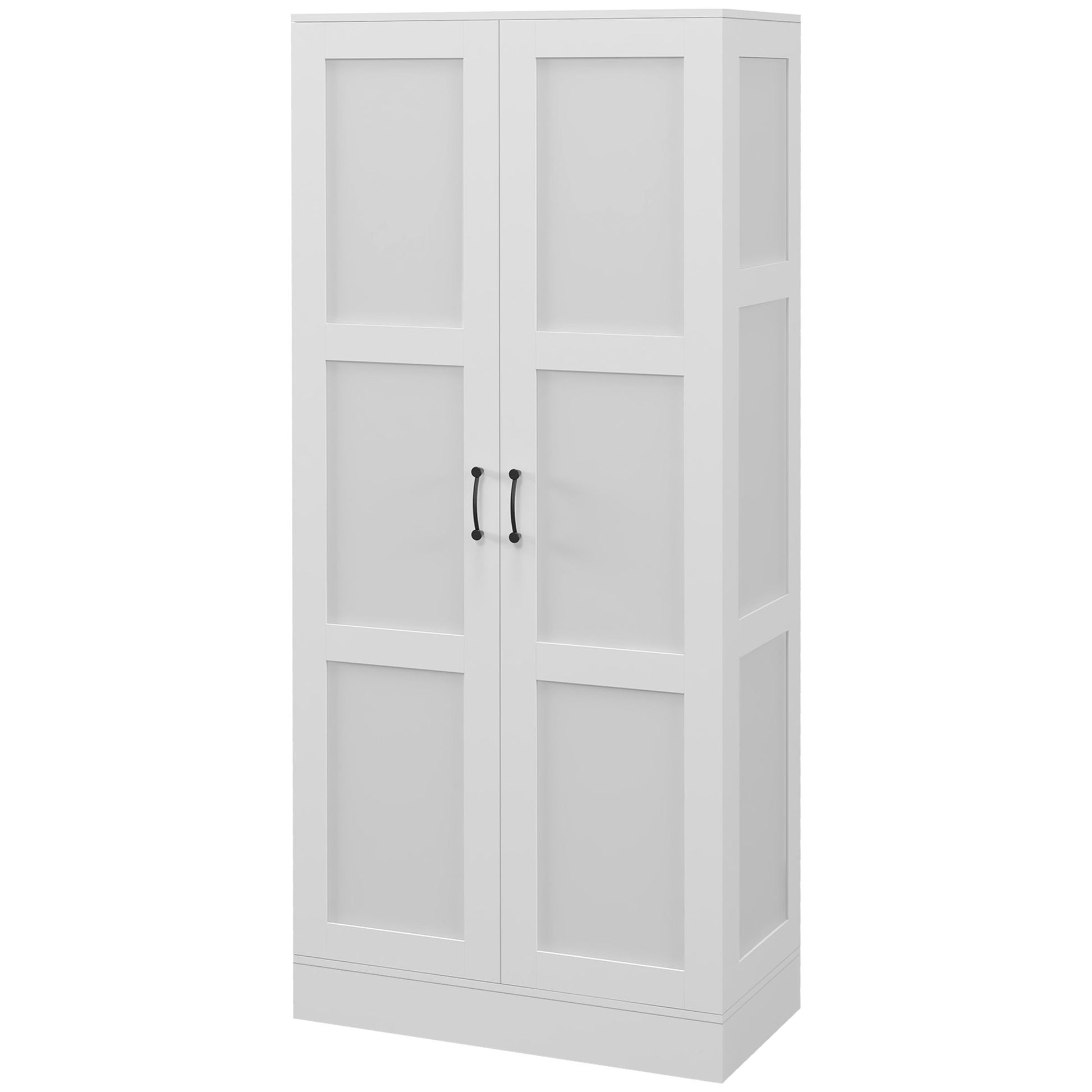 Homcom 71" Tall Storage Cabinet With Movable Storage Shelves, Modern Style Pantry Cupboard Cabinet With Soft Close Doors, White White Particle Board