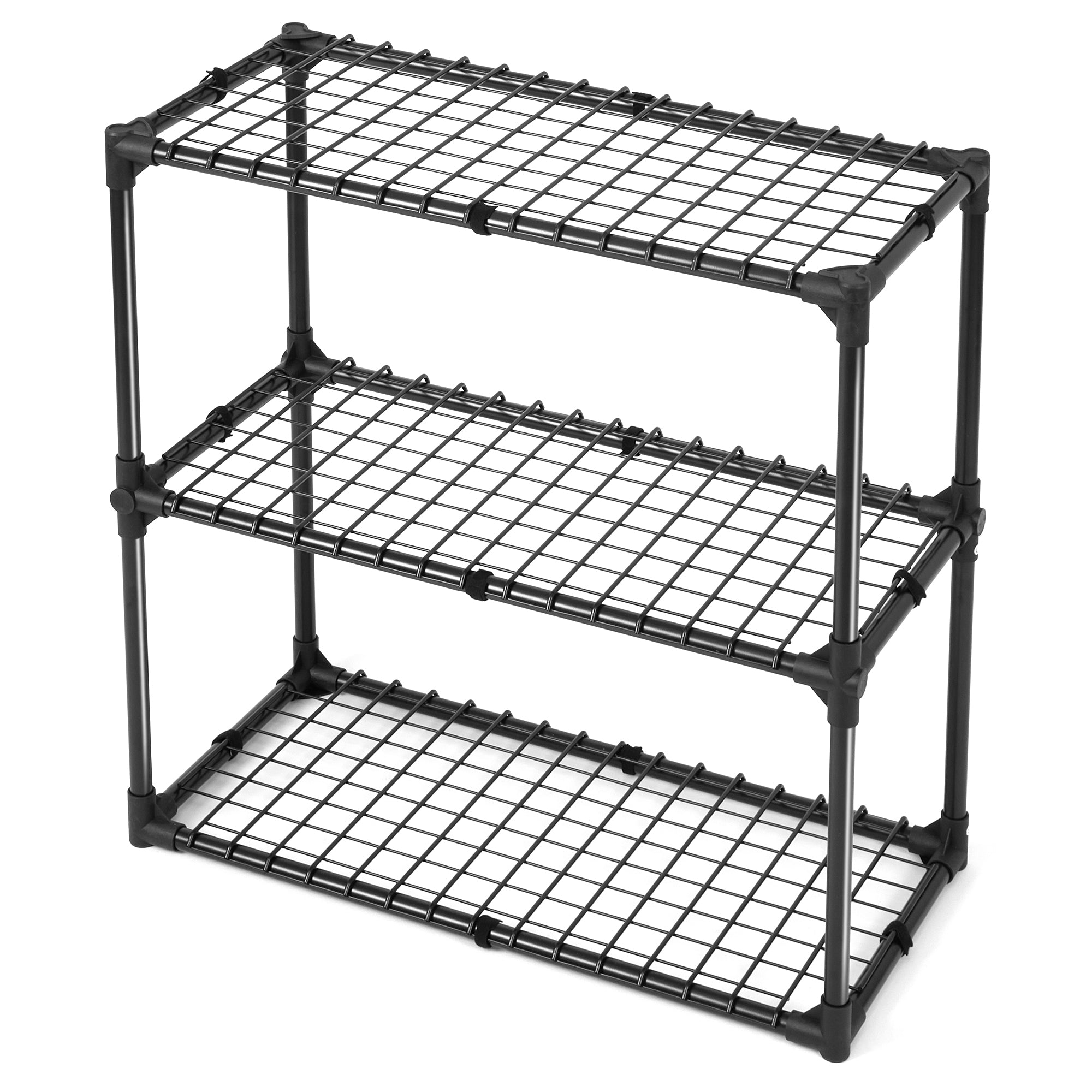 3 Shelf Wire Rack 1Pack Black Steel