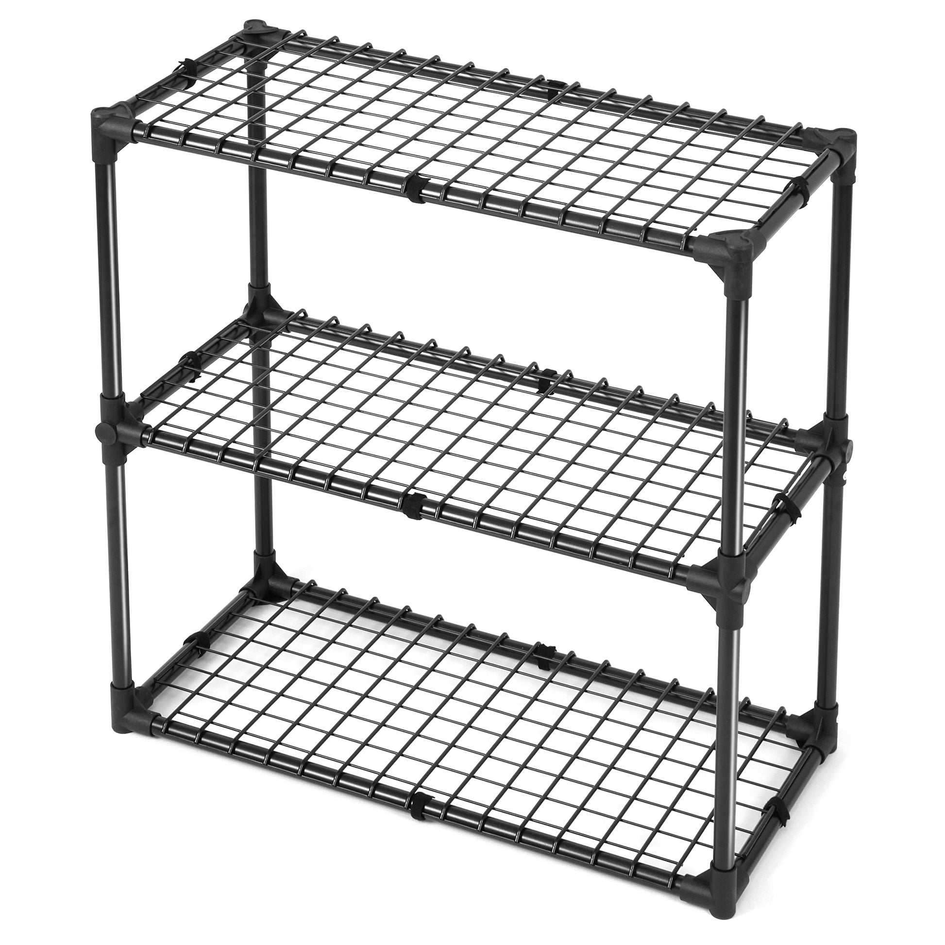 3 Shelf Wire Rack With Cover 1Pack ,Inclouding One Cover Black Steel