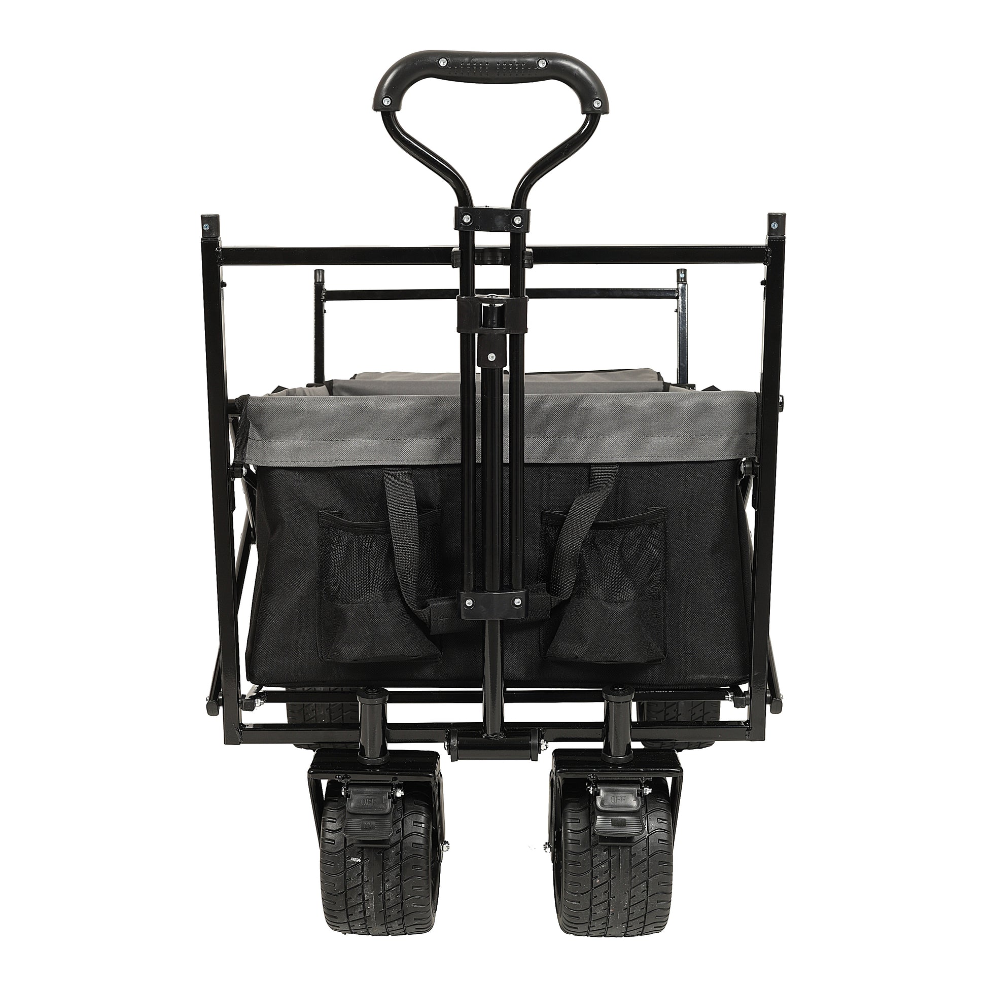 480Lbs Collapsible Wagon With Canopy,Wagon Stroller With 7" All Terrain Wheels, Lightweight Foldable Wagon, Large Capacity For Camping, Shopping, Sports, And Garden Use,Black With Mosquito Net Black