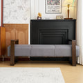 Sleek And Stylish Long Shaped Ottoman, Gray Grey Brown Brown Suede Polyester Grey Modern Rectangle Foam Polyester,Wood
