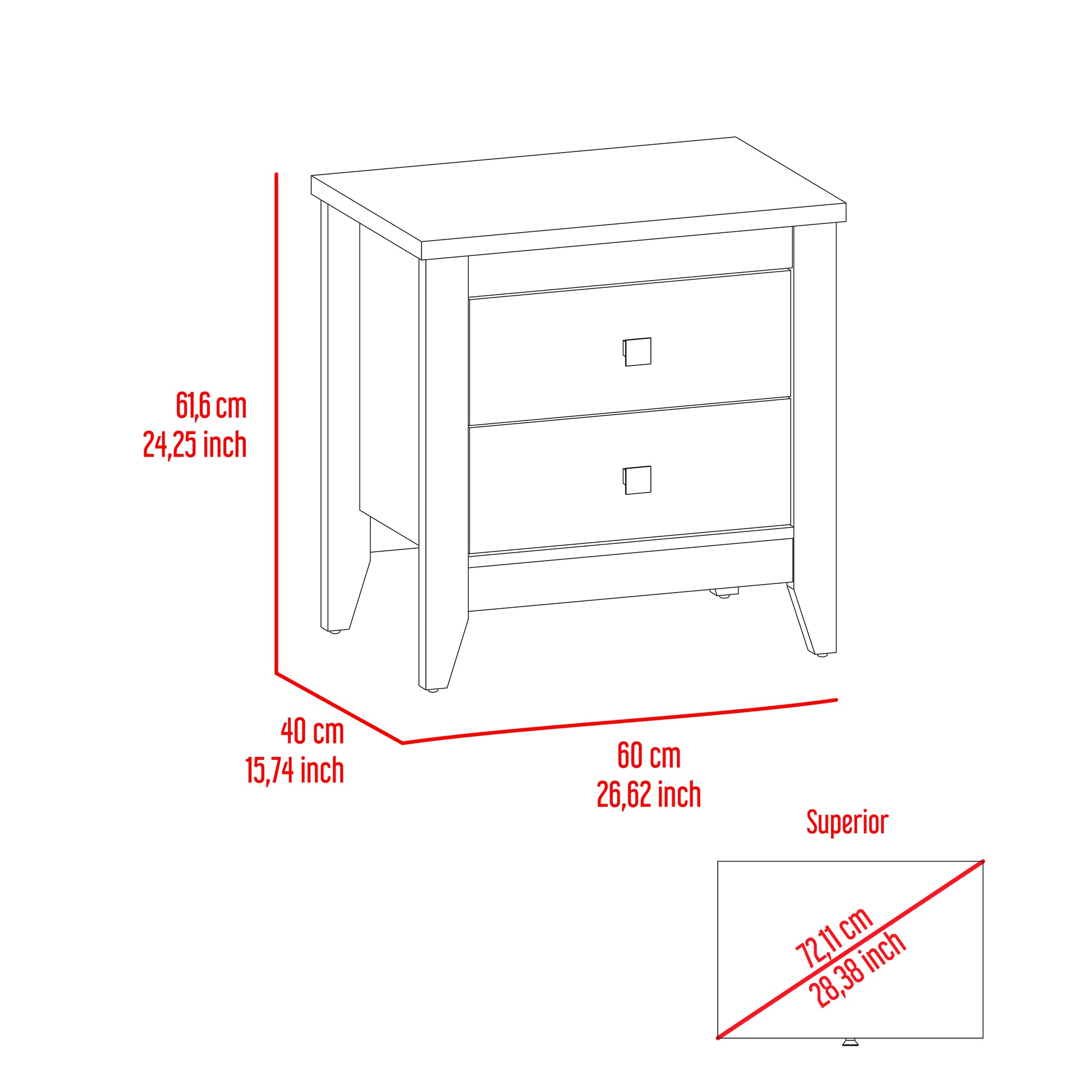 Breeze Four Legged Modern Bedroom Nightstand, With Two Drawers Black 2 Drawers Bedroom Rectangle Modern Shelf Mdf Engineered Wood