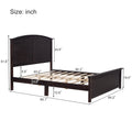 Farmhouse Wooden Platform Queen Size Bed With Curl Design Headboard And Footboard For Teenager, Espresso Queen Espresso Pine