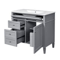 36'' Bathroom Vanity With Top Sink, Modern Bathroom Storage Cabinet With 2 Drawers And A Tip Out Drawer, Single Sink Bathroom Vanity Grey Bathroom Solid Wood Mdf Ceramic,Solid Wood Mdf