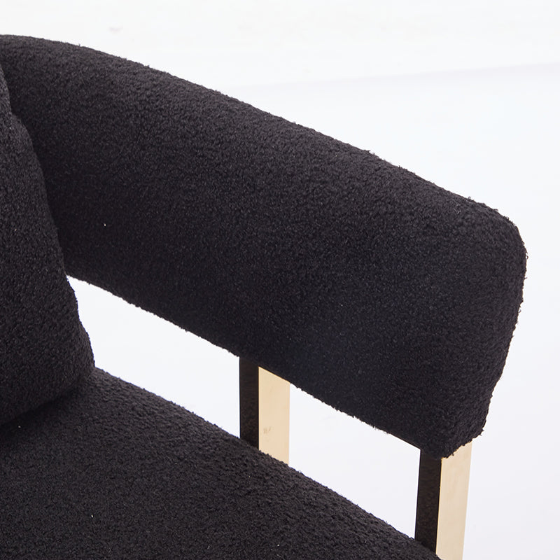 Ts Teddy Velvet Upholstered Metal Foot Sofa Black Gold Teddy 1 Seat