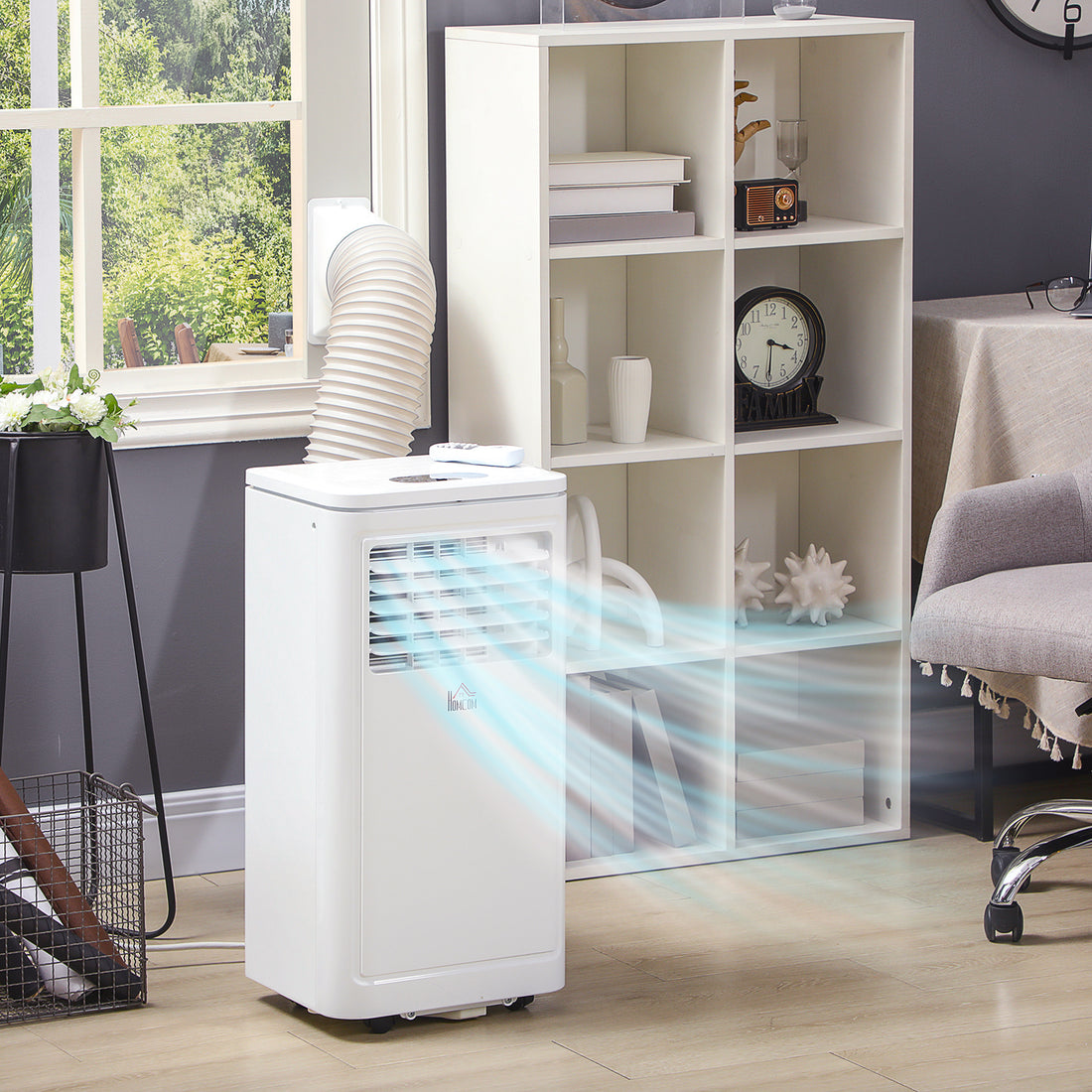 Homcom 8,000 Btu Portable Air Conditioner Evaporative Cooler, White White Abs