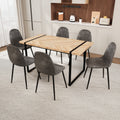 Mdf Light Wood Dining Table And Modern Dining Chair Set Of 8 Pieces, Medieval Wooden Kitchen Dining Table Set, Black Metal Base, Dining Table And Suede Chair Set Buy 6 Chairs And Get 2 Free Grey