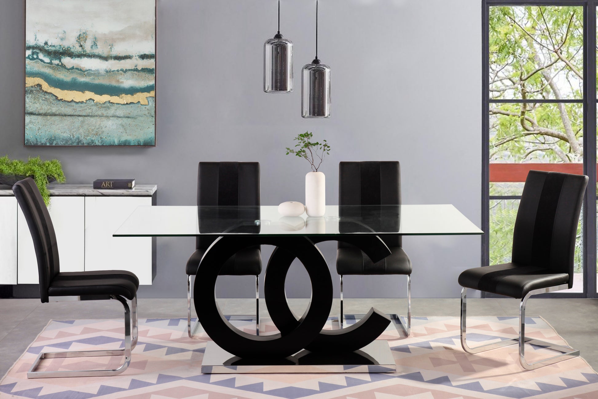 Aston Dining Table Black Mdf Steel