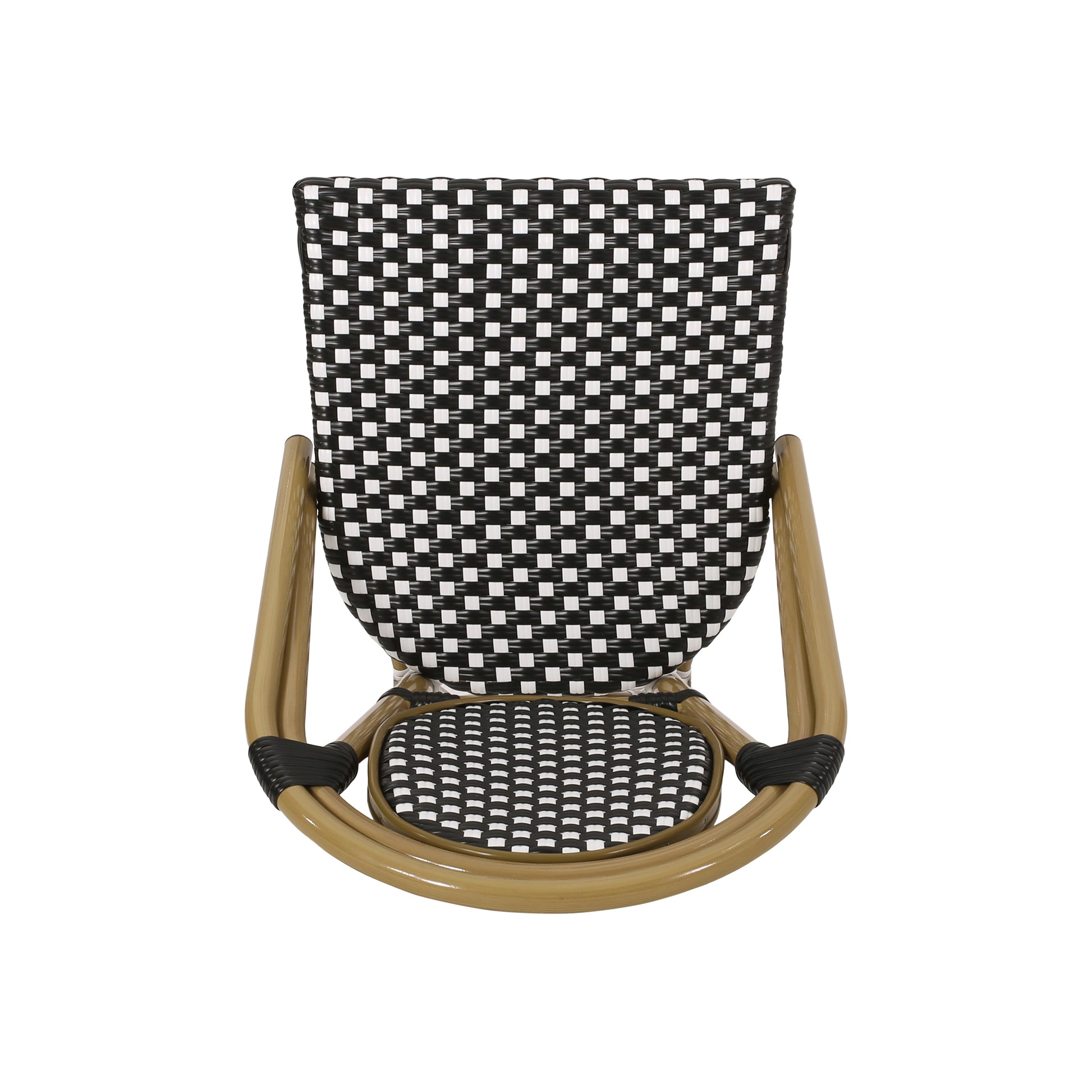 French Bistro Chair White Black Rattan