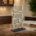 Jodie 23 Inch Metal Modern Accent Decor, Stacked Squares, Block Base, Gold Gold Wood Metal
