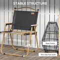 Outsunny 2 Pack Folding Camping Chair, Lightweight & Portable Beach Chairs Armchairs, Perfect For Festivals, Fishing, Picnic And Hiking, Black Black Metal