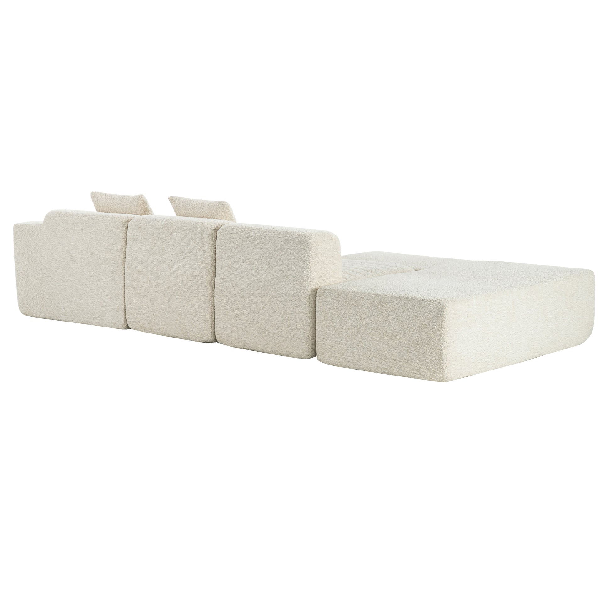 116.5" Sectional Sofa Full Compressed Sofa Couch Free Combined Sofa For Living Room, Beige Beige Foam Polyester 4 Seat