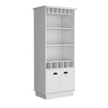 Dundee 70 Inch High 10 Glass Bar Cabinet With 5 Cubbies And 3 Open Shelves And Cabinet White Primary Living Space Modern Shelves Included Particle Board