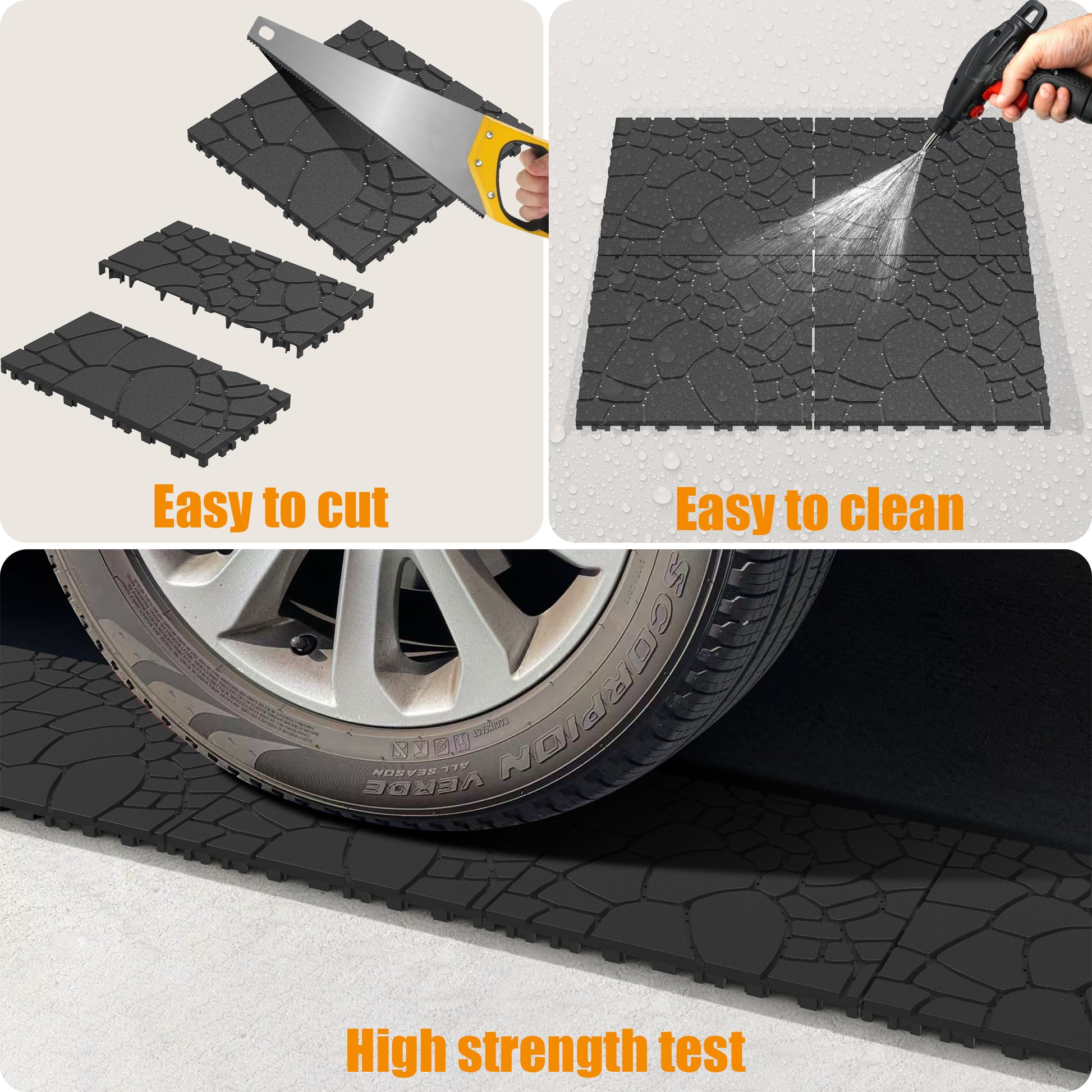 Stone Texture 12" Patio Deck Tiles, Diy Module Interlocking Decking Tiles Floor Tile,Easy And Quick Installation Court Tiles For Porch Poolside Balcony Backyard 44Pcs ,Dark Gray Grey Garden &