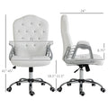 Vinsetto Home Office Chair, Velvet Computer Chair, Button Tufted Desk Chair With Swivel Wheels, Adjustable Height, And Tilt Function, White White Polyester