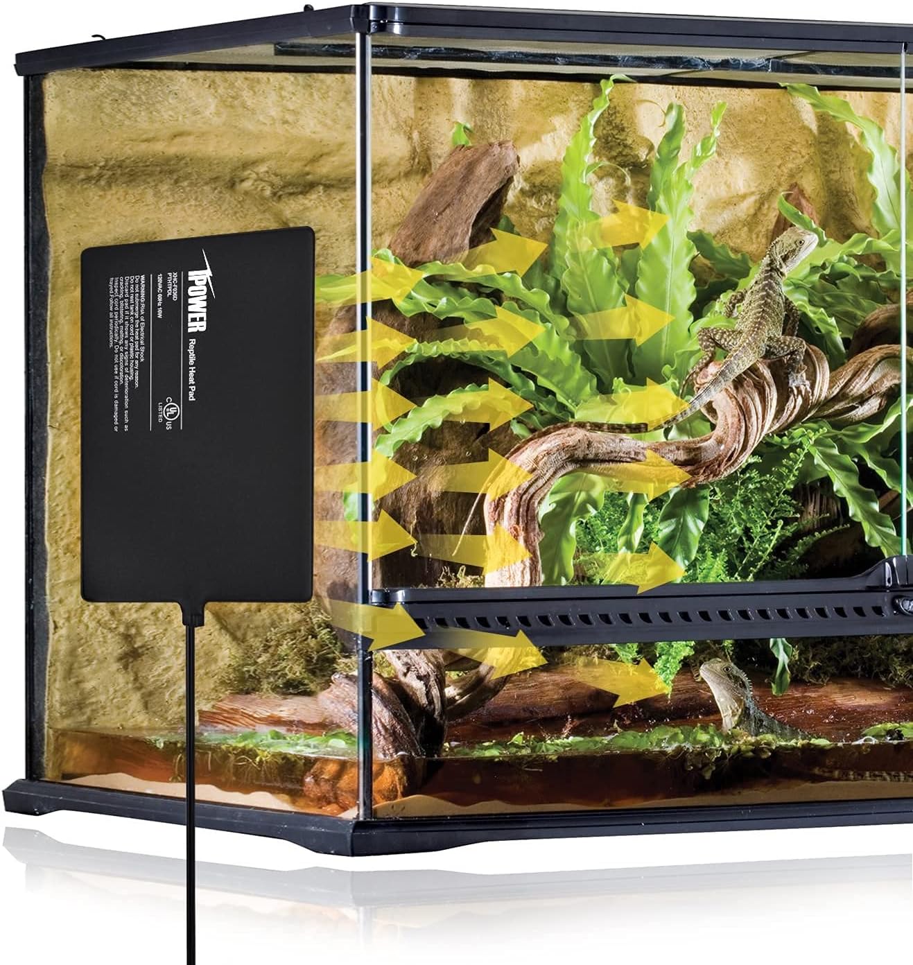 8 By 12 Inch 16W Reptile Heat Mat, Under Tank Warmer Terrarium Heat Pad For Turtles Lizards Frogs And Other Small Animals, Multi Sizes Black Pvc