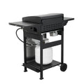 3 Burner Propane Gas Bbq Grill, Ss Plancha, 36900Btu Output With Wire Enamel Cooking Grids For Outdoor Barbecue, Foldable Side Table, Hanging Basket, Stainless Steel Black Silver Garden & Outdoor