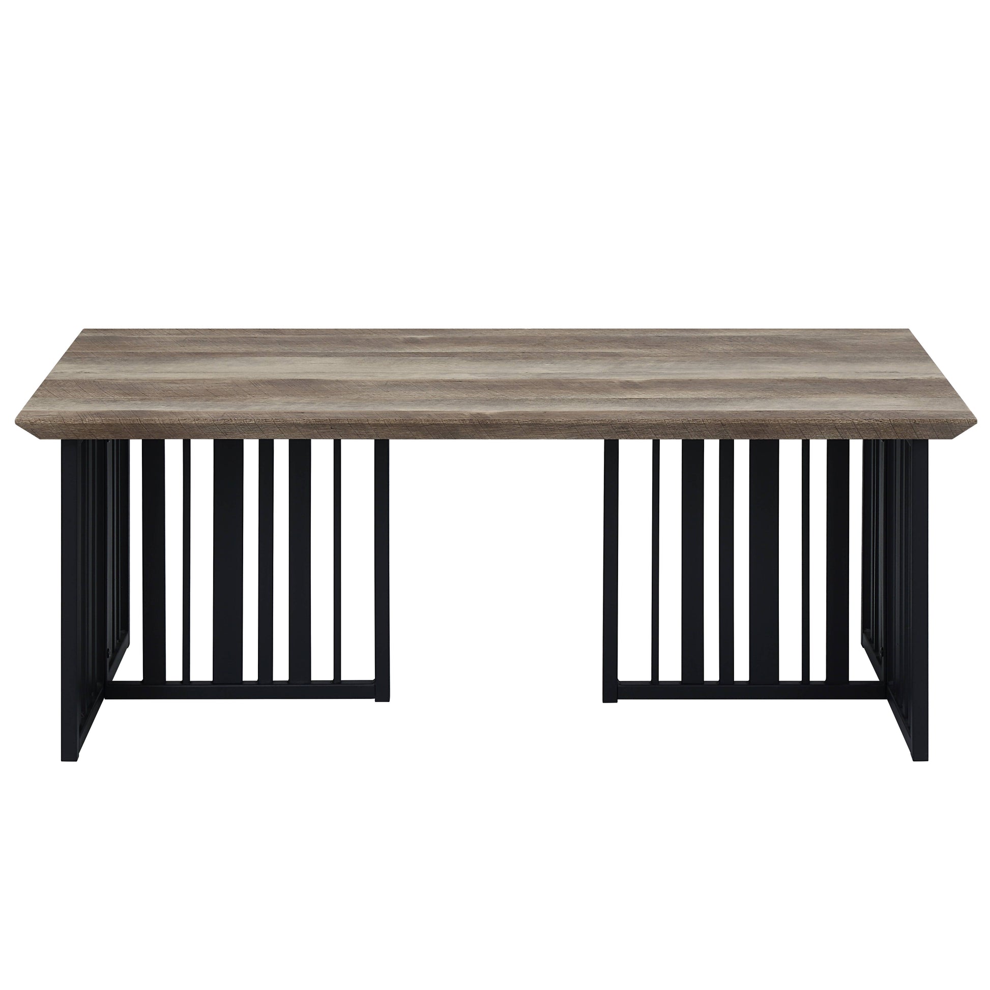 Antique Oak And Black Coffee Table With Metal Base Oak Primary Living Space Industrial Round Wood Metal Pedestal