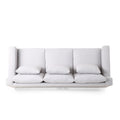 Mirod Comfy 3 Seat Sofa With Wooden Legs, Modern For Living Room And Study Light Grey Fabric 3 Seat