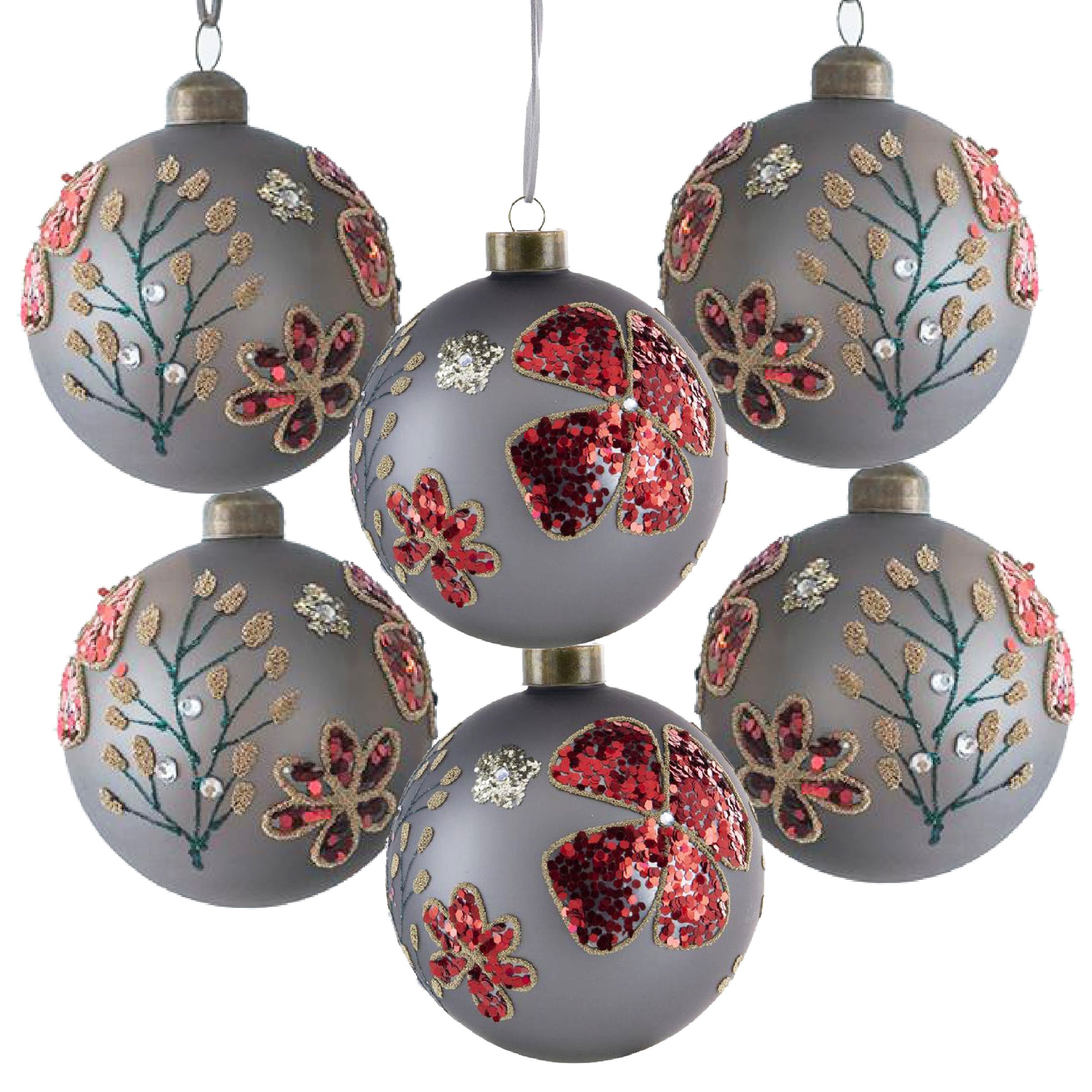 D3.9" Christmas Ball Ornaments, Glass Decorative Hanging Ball Christmas Tree Ornaments For Holiday Party Decorations, Set Of 6 Multi Glass