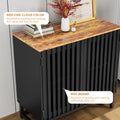 Cabinet With Slatted Grille Striped Door, Modern Style Cabinet, High Quality Mdf And Metal Leg Black Brown Mdf