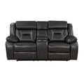 2Pc Reclining Sofa Set Modern Design Living Room Furniture Sofa And Loveseat With Center Console Dark Grayfaux Leather Upholstery Contemporary Home Dark Gray,Light Gray Faux Leather Wood Primary Living Space Contemporary,Modern,Ultra Modern Pillow Top