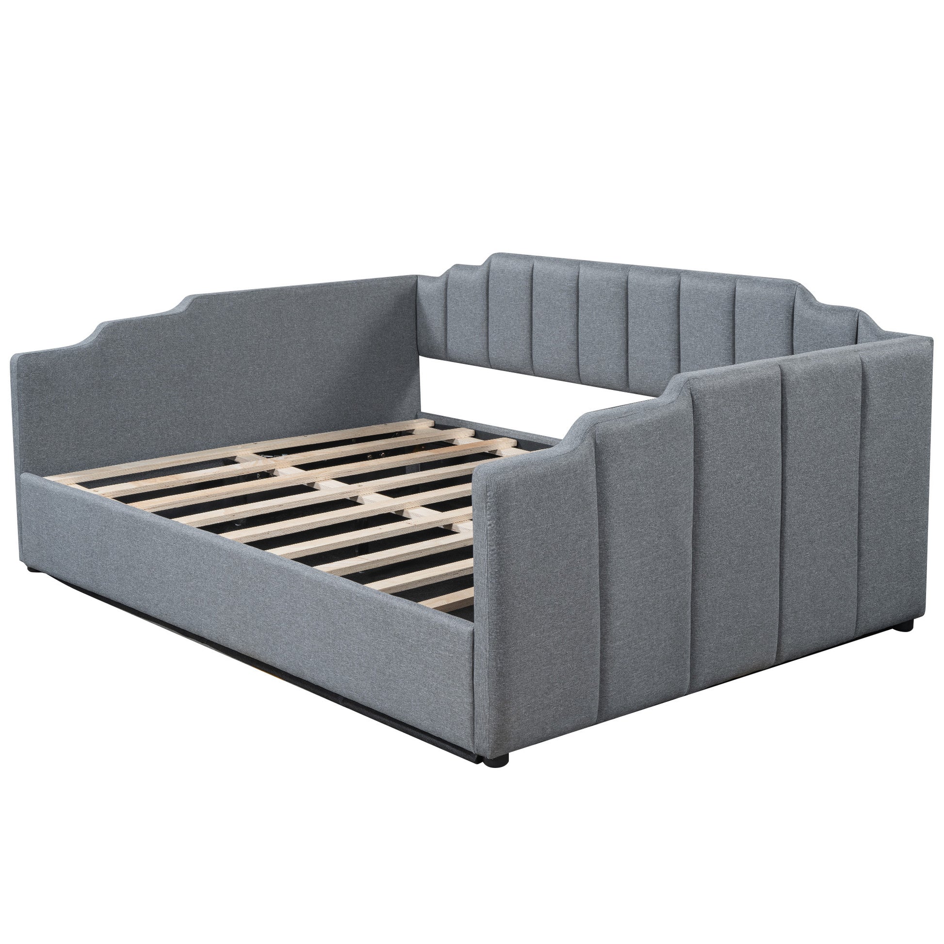 Upholstered Daybed With Underneath Storage,Full Size, Gray Full Gray Upholstered