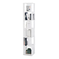 6 Tier Rotating Bookshelf, Floor Rack Simple Bookcase With Acrylic Plate Student Multi Function Creative Bookshelf For Living Room White Particle Board