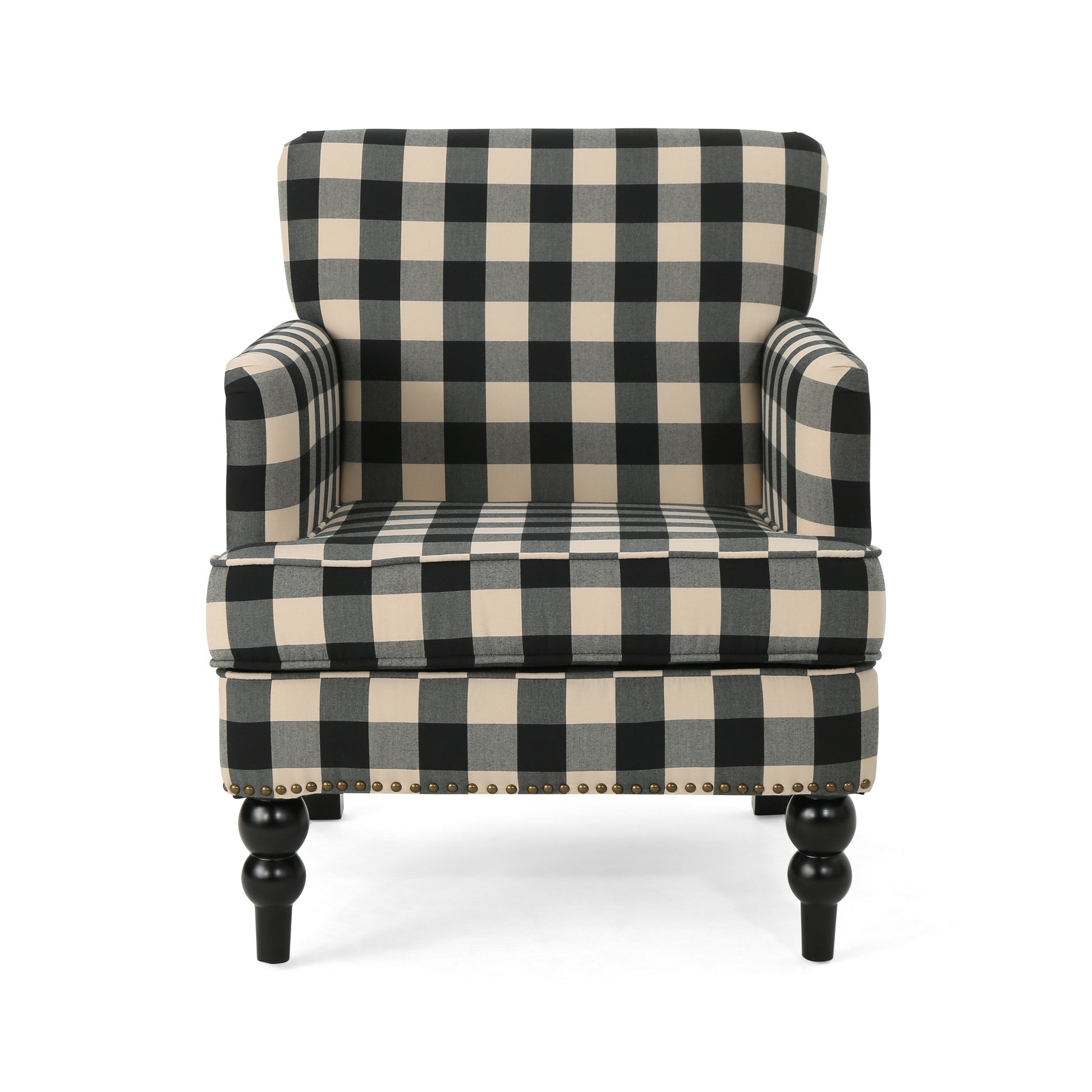 Harrison Tufted Club Chair Black Fabric