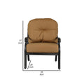 Zoe 28 Inch Outdoor Patio Club Chair, Cushion, Set Of 2, Aluminum, Brown Black Brown Aluminum