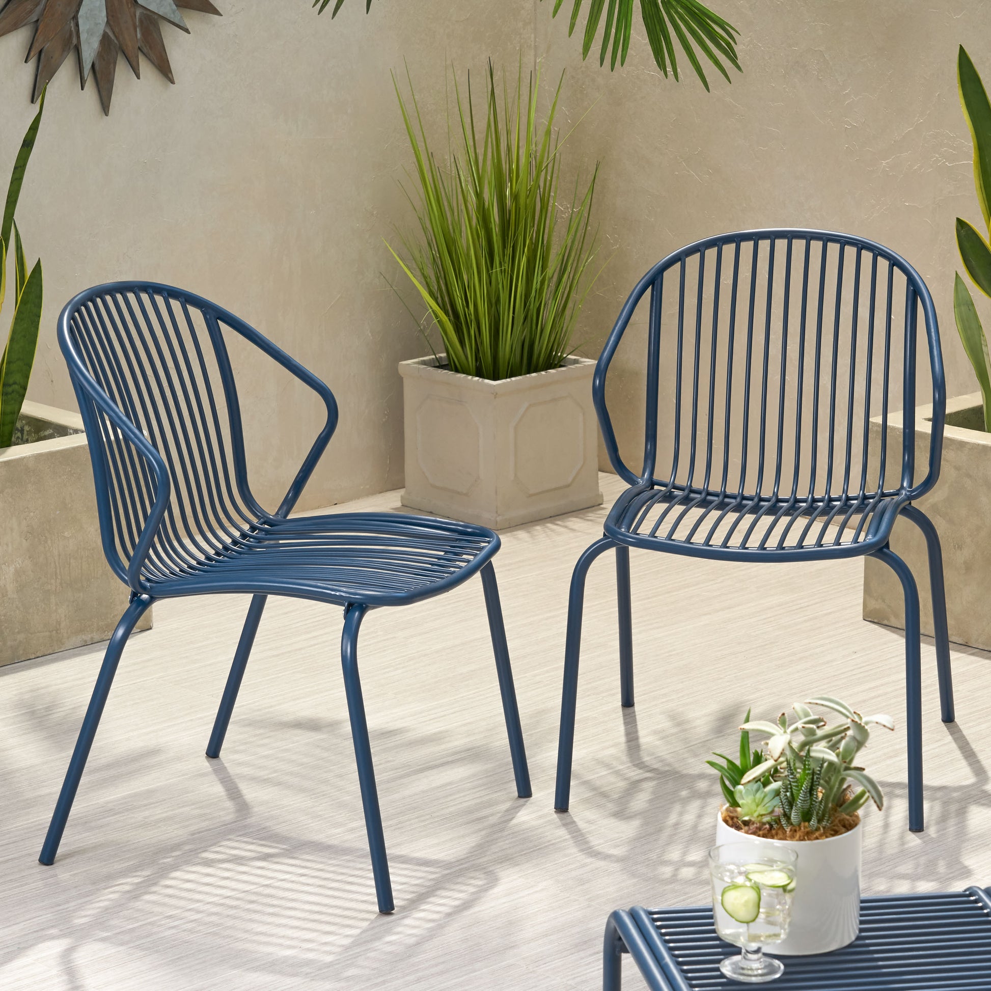 Boston Chair Navy Blue Iron