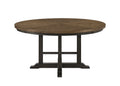 Brown Gray Finish Round Table Top Upholstered Seats Chair Wooden Dining Room Furniture 7Pc Set Solid Wood Wood Wood Grey Brown Gray Seats 4 Wood Dining Room Traditional,Vintage Rectangular Round Dining Table With Chair Wood