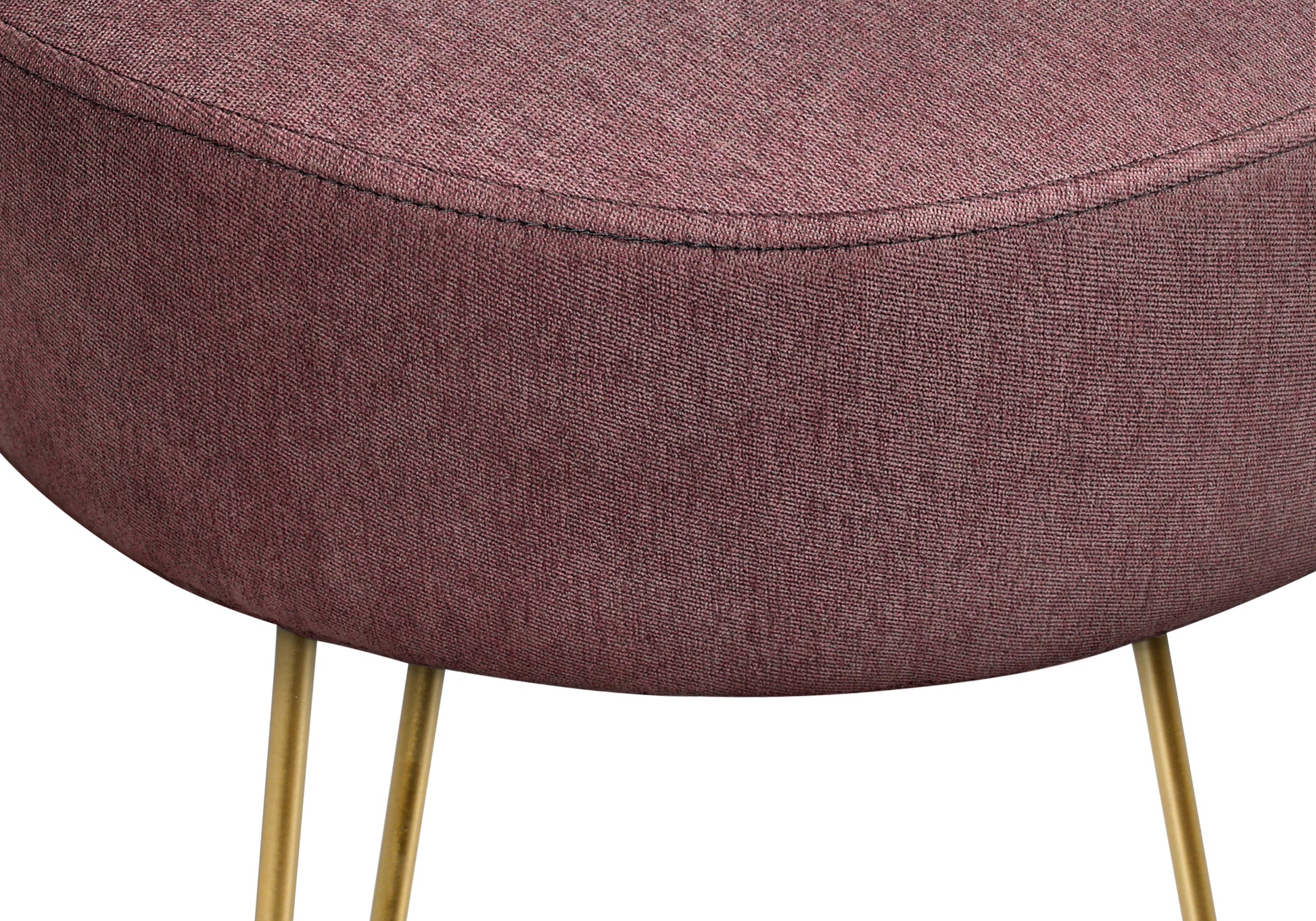 Ottoman, Pouf, Footrest, Foot Stool, 14" Round, Pink Fabric, Gold Metal Legs, Contemporary, Modern Gold Foam Polyester