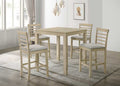 Beautiful Cream Color Counter Height 5Pc Dining Set Pub Height Square Dining Table Cream Upholstered Chair Dining Room Set Wooden Wood Dining Room Fixed Table Square Dining Table With Chair Wood