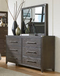 Dark Brown Finish Dresser 1Pc 6 Drawers Mottled Silver Tone Bar Pulls Modern Transitional Bedroom Furniture Dark Brown Bedroom Modern,Transitional Engineered Wood,Wood