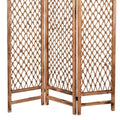 3 Panel Traditional Foldable Screen With Rope Knot Design, Brown Brown Wood Fabric