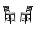 Modern 2Pc Counter Height Dining Chairs Black Color Ladder Back Frame Upholstered Cushion Seat Solid Wood Kitchen Dining Room Black Dining Room Foam Classic,Contemporary,Modern Dining Chairs Rubberwood Ladder Back Set Of 2 Fabric,Rubber Wood