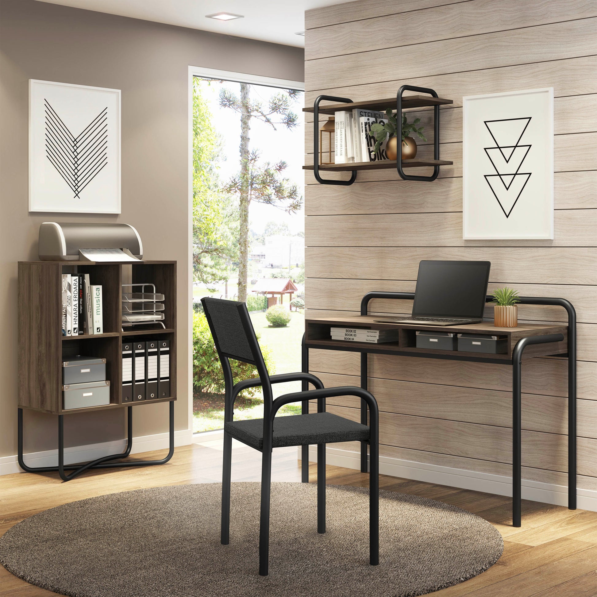 Techni Mobili Modern Classic Writing Desk, Walnut Walnut Writting Desk Office Modern Rectangular Rectangular Mdf