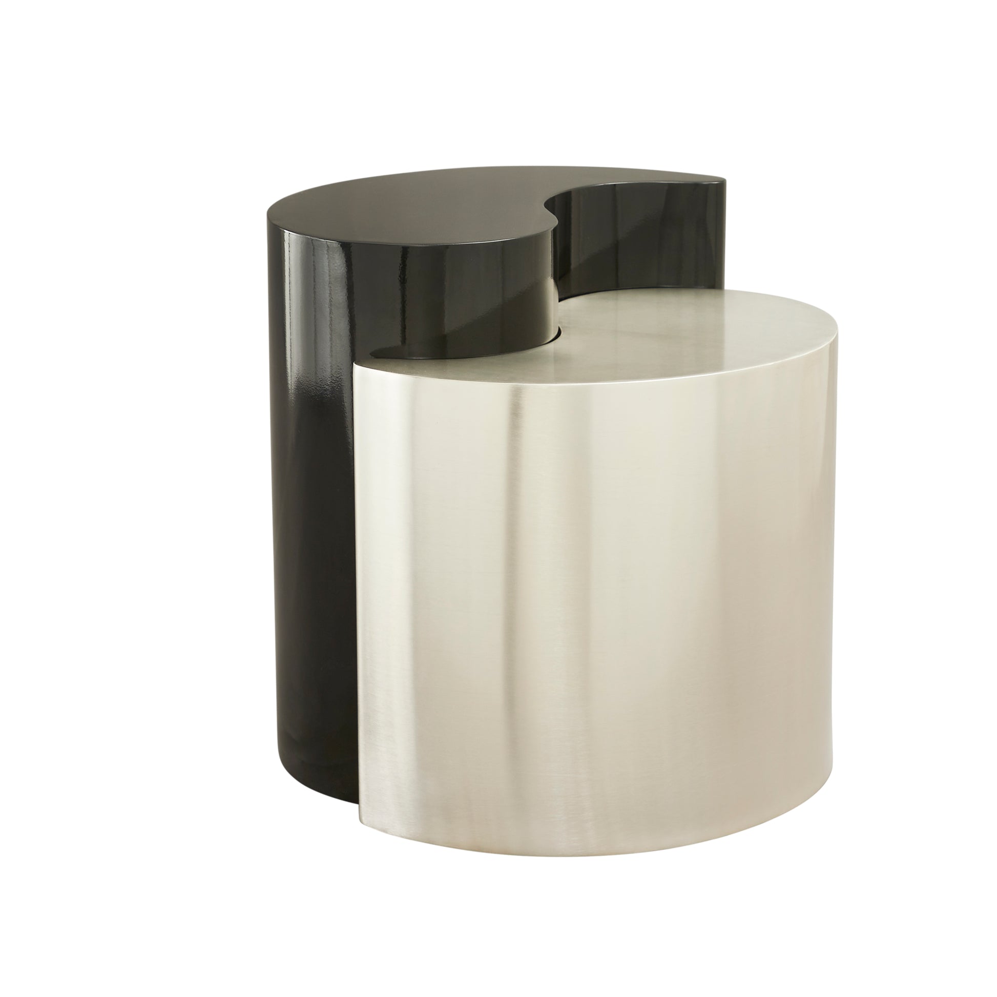 Ying Yang Modern & Contemporary Style 2Pc End Table Made With Iron Sheet Frame In Black & Silver Black Silver Primary Living Space Contemporary,Modern Coffee & End Tables Iron Iron