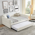 Daybed With Trundle Upholstered Tufted Sofa Bed, Full Size, Boucle Fabric, Beige 83