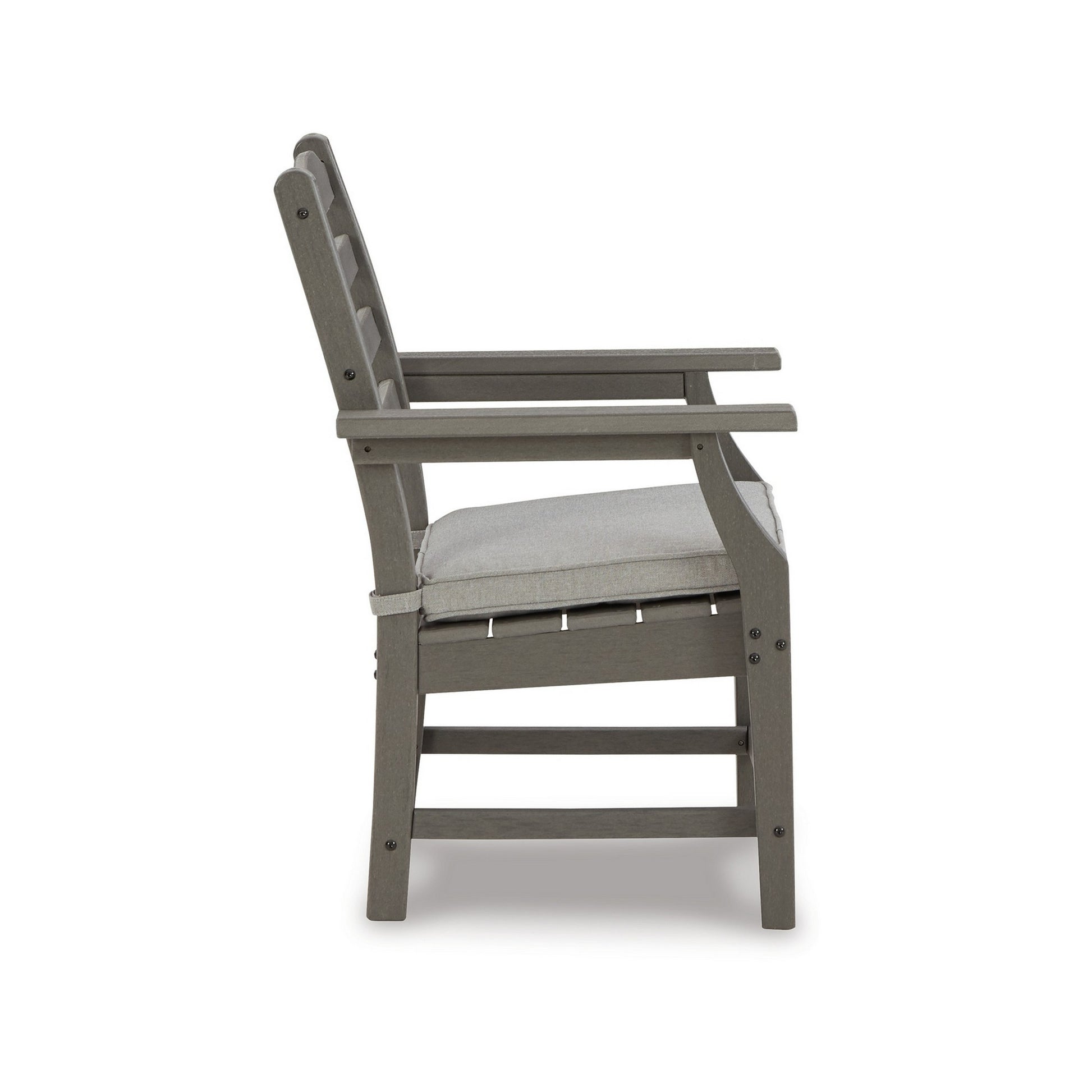 Clio 25 Inch Outdoor Arm Chair, Set Of 2, Gray Frame, Polyester Fabric Gray Hdpe