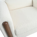 Oversized Accent Chair, Upholstered Living Room Chairs Single Sofa Chair With Walnut Legs, Curved Handrail, White White Teddy