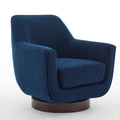 U Shaped Fully Assembled Swivel Chair Velvet Accent Chair Armchair Round Barrel Chair For Living Room Bedroom, Navy Blue Navy Blue Velvet