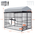 Large Dog Kennel Outdoor Pet Pens Dogs Run Enclosure Animal Hutch Metal Coop Fence With Roof Cover 6.6'L X 3.9'W X 5.9'H Black Iron