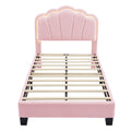 2 Pieces Bedroom Sets Twin Size Flower Shaped Upholstered Led Platform Bed With Storage Ottoman Sherpa Fabric, Pink Twin Pink 2 Piece Set Wood